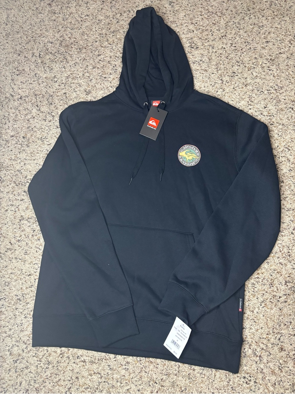 Quiksilver Black Pullover Hoodie with Round Surf Logo